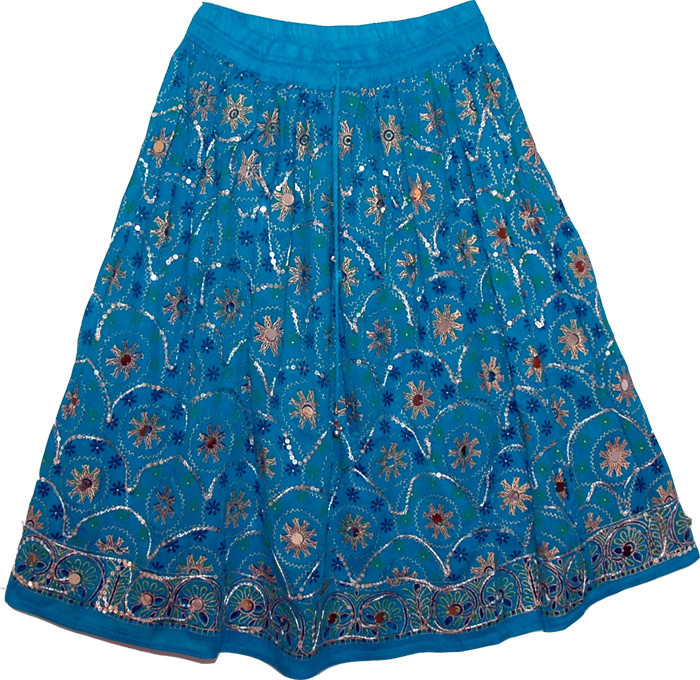 Cerulean Bohemian Floral Short Skirt | Clearance