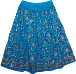 Cerulean Bohemian Floral Short Skirt