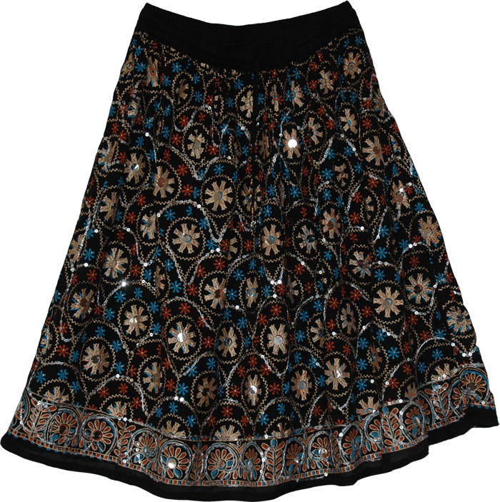 Woodsmoke Gypsy Floral Short Skirt | Short-Skirts | Black-Skirts