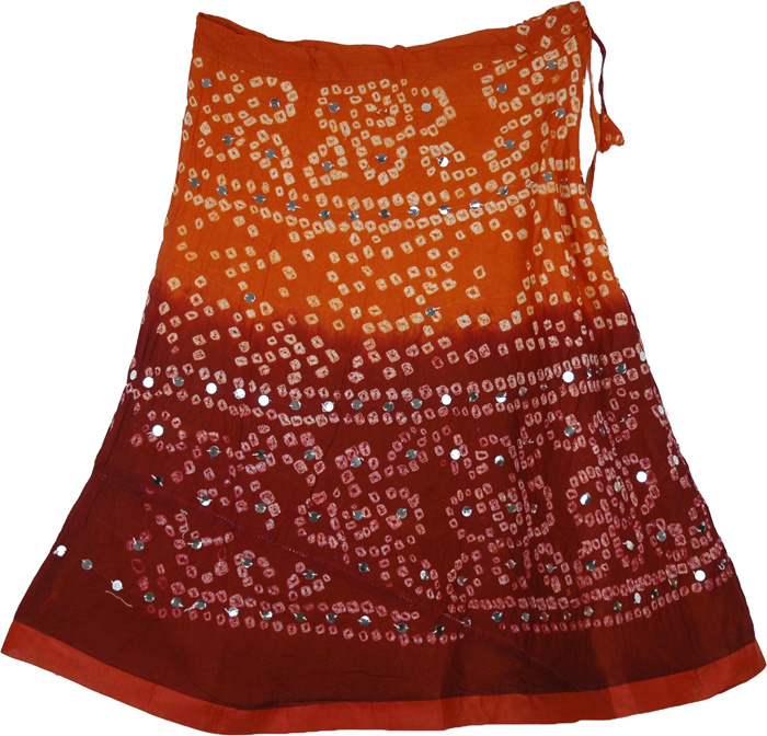 Brown Earth Tie Dye Sequin Short Skirt