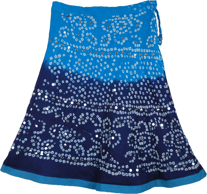 Deep Waters Cotton Tie Dye Blue Short Skirt