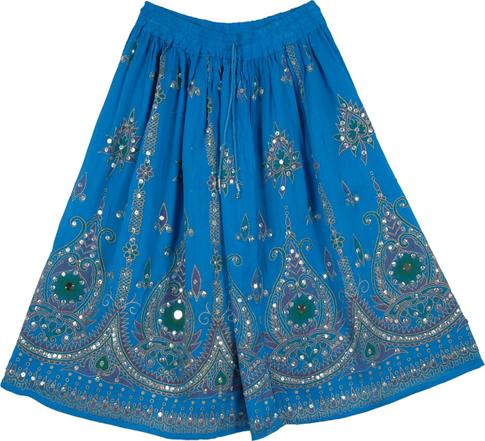Blue Boho Short Skirt