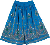 Blue Boho Short Skirt