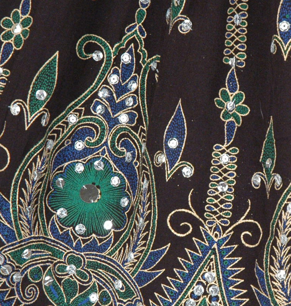 Black Sequin Embellished Knee Length Skirt