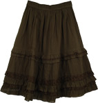 Henna Green Eyelet Frills Short Skirt