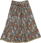 Rust Blue Boho Crinkled Ladies Short Skirt