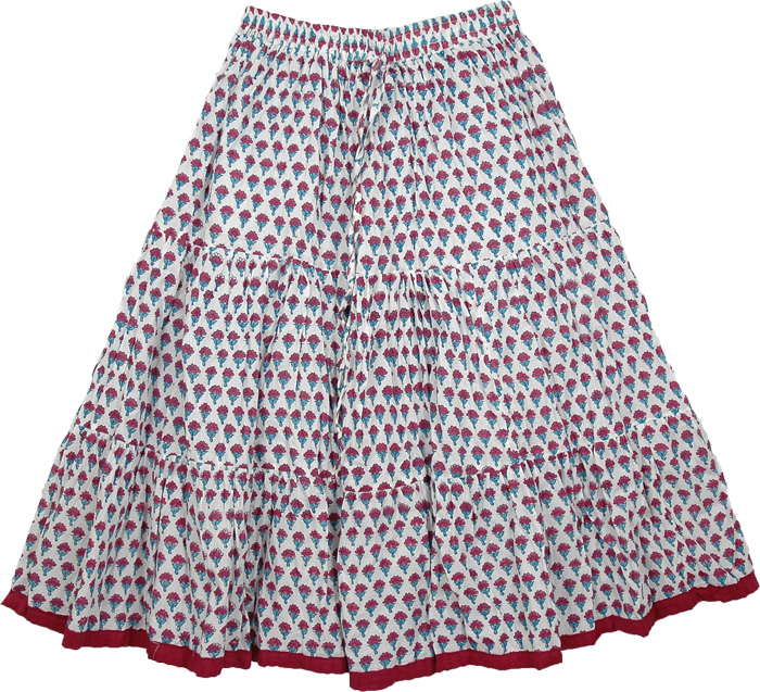 Serene White Flower Skirt | Short-Skirts