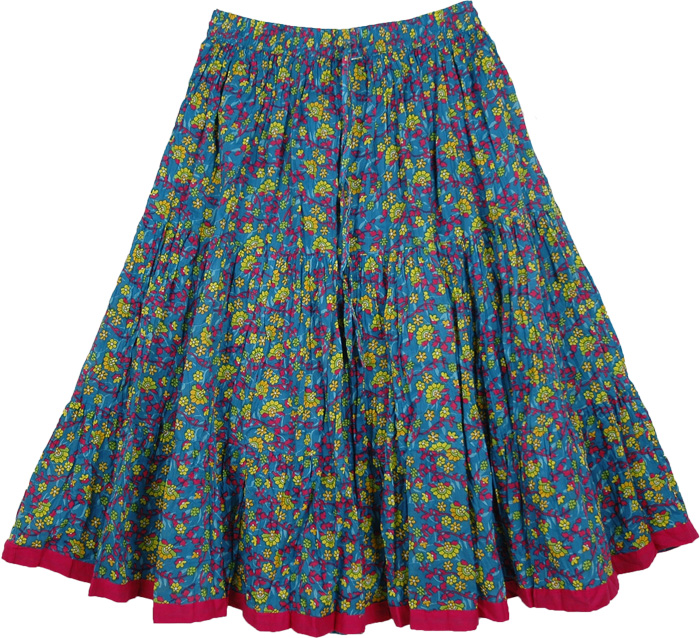 Venice Blue Floral Skirt in Short