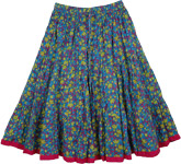 Venice Blue Floral Skirt in Short