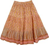 Floral Short Skirt in Light Orange [3266]