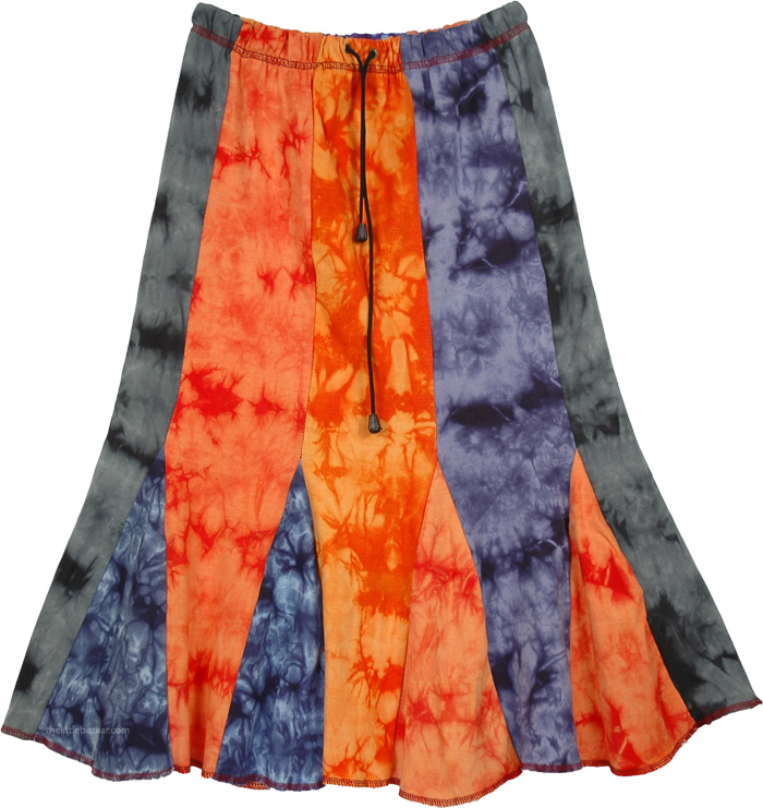 Flaming Sunlight Jersey Stretch Cotton Knee Length Skirt Extra Small 