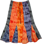 Flaming Sunlight Jersey Stretch Cotton Knee Length Skirt Extra Small 