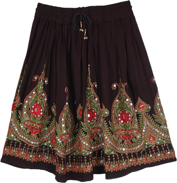 Black indian Festival Short Skirt with Shining Sequins