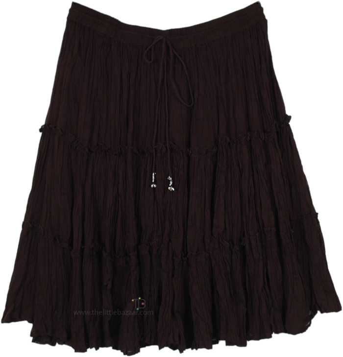 Only Black Tiered Crinkled Cotton Short Skirt