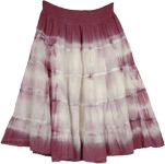 Purple White Tiered Cotton Short Skirt