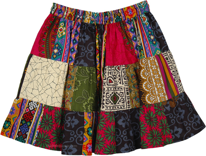 Happy Go Lucky Short Patchwork Skirt