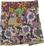 Abstract Retro Style Floral Wrap Pocket Skirt