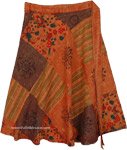 Terracotta Hippie Patchwork Midi Wrap Skirt