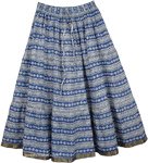 Cotton Boho Mid Length Skirt in an Artistic Print