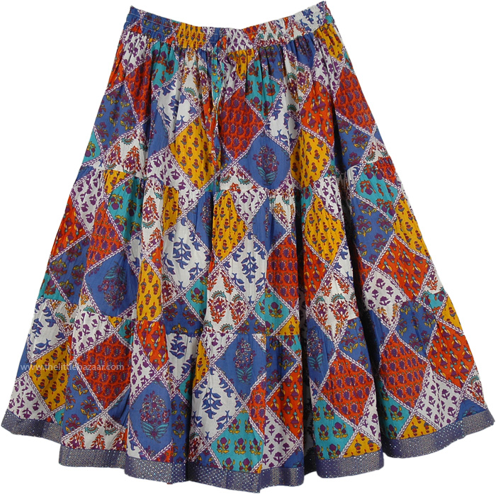 Venice Blue Printed Skirt in Short | Short-Skirts