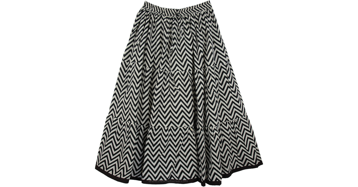 Black and white clearance zig zag skirt