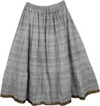 Black White Mid Length Cotton Skirt with Liner