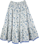 Hydrangea Blue Cotton Indian Knee Length Skirt