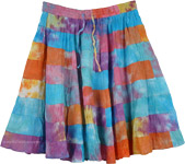 8 Tiered Flexible Waist Short Skirt [4483]