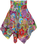 Womens Floral Printed Asymmetrical Hem Skirt