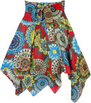 Heavy Floral Printed Multicolor Short Skirt [4573]