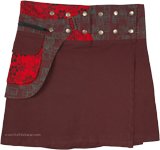 Plus Size Mid Length Ethnic Block Print Cotton Wrap Skirt