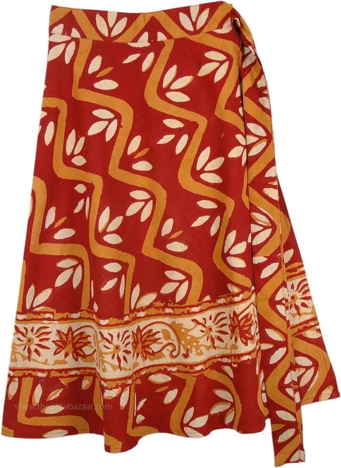 Autumn Leaves Wrap Around Skirt | Short-Skirts | Red | Wrap-Around ...