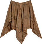 Brown Ages Skirt in Acid Wash Look  [4855]