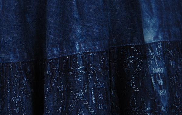 Indigo Blue Smocking Prairie Western Skirt