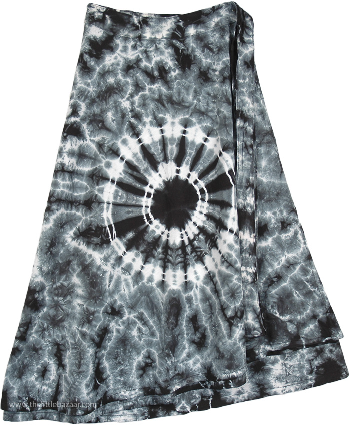 Black Gray Chakra Gypsy Wrap Around Short Hippie Skirt