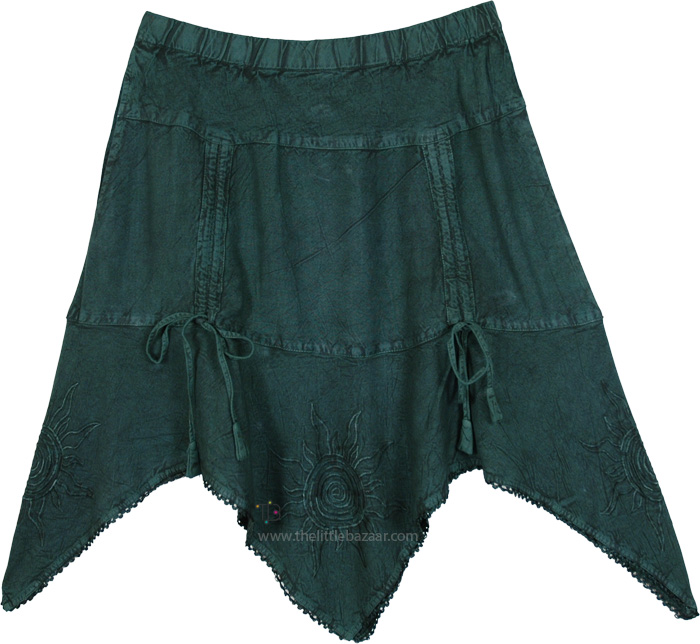 Emerald Tide Asymmetrical Hem Mini Skirt
