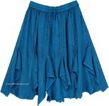 Gored Western Skirt In Teal with Minimalistic Embroidery