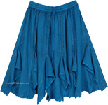 Gored Western Skirt in Teal with Minimalistic Embroidery