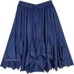 Flared Gypsy Gore Skirt in Denim Blue with Embroidery [6017]