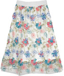 Russian Floral Pattern White Skirt with Pink-Blue Embroidery [6029]