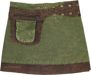Nature Green Earth Brown Mini Wrap Skirt with Fanny Pack