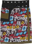 Abstract Art Boho Wrap Skirt with Waist Belt and Pocket
