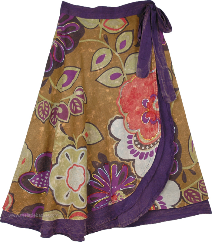Hippie Floral Mojo Wrap Around Double Layer Skirt