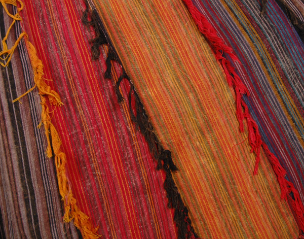 Fall Colors Vertical Patchwork Mid Length Skirt with Thread Fringes
