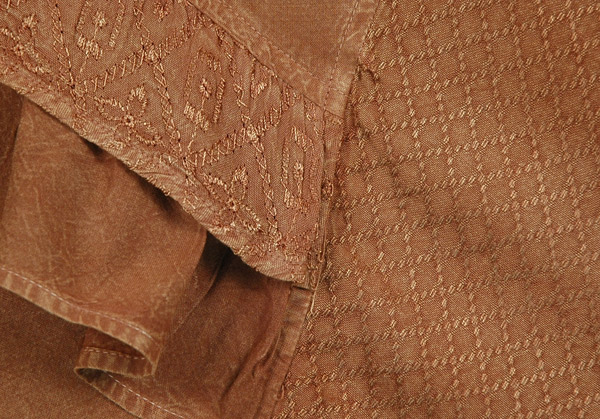 Handkerchief Hem Western Knee Length Skirt in Tan