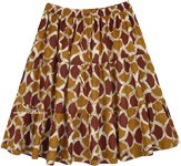 Raw Sienna Full Short Printed Cotton Skirt Brown