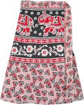 Ethnic Elephant Print Short Wrap Skirt in Red