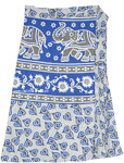 Cotton Short Elephant Block Print Skirt in Blue [6267]