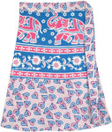 Ethnic Elephant Print Short Wrap Skirt in Pink and Blue