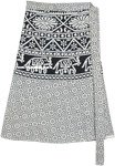 Boho Wrap Around Skirt with Floral and Elephant Print [6270]